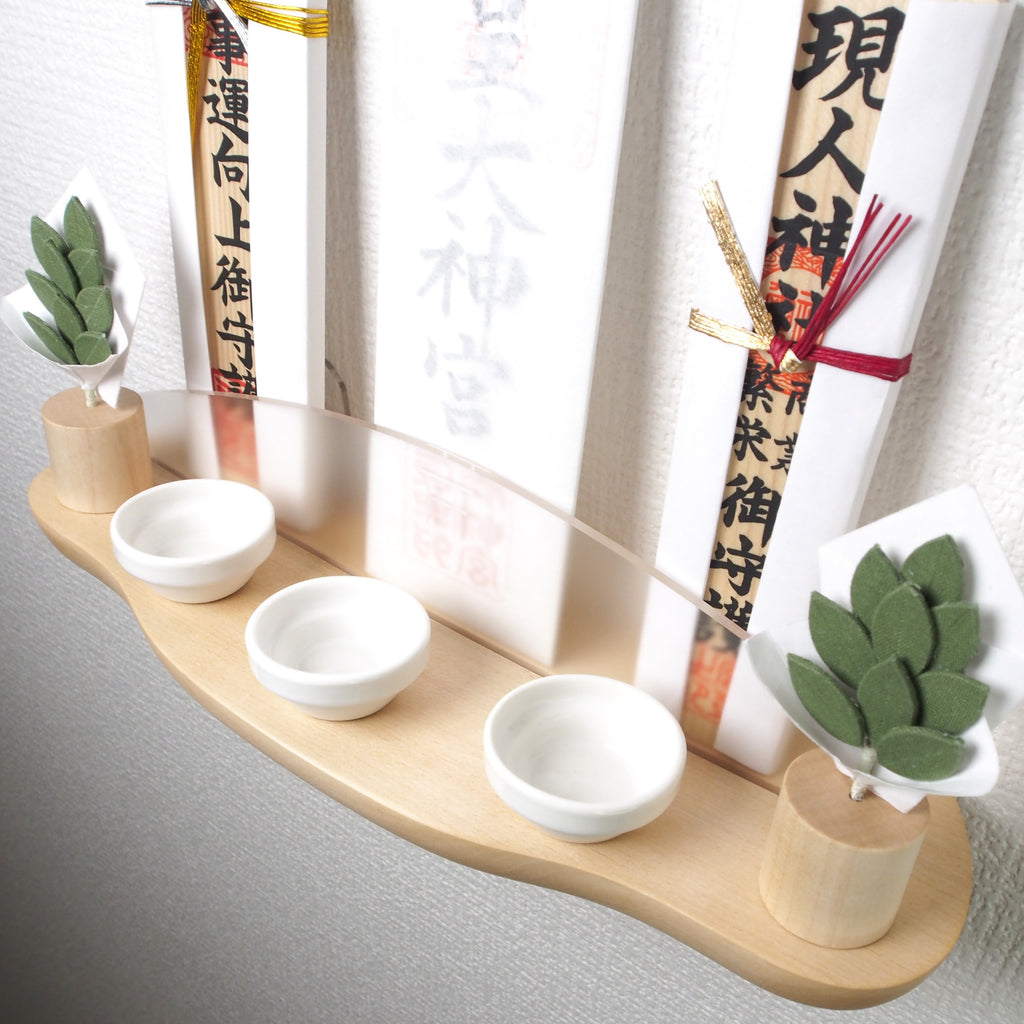 神棚 NAGI　枯れないサカキ(九枚葉)＆お供え皿セット