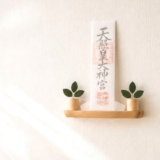 神棚 HITOE　枯れないサカキ(三枚葉／円柱台座)セット