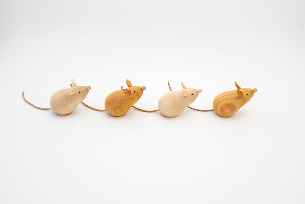 木製干支飾り ネズミ(子) 茶or白