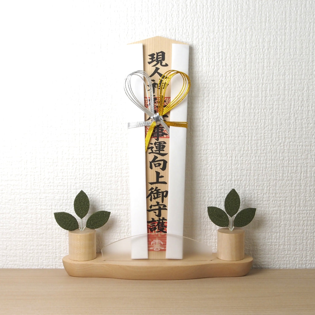 神棚 HITOE　枯れないサカキ(三枚葉／円柱台座)セット