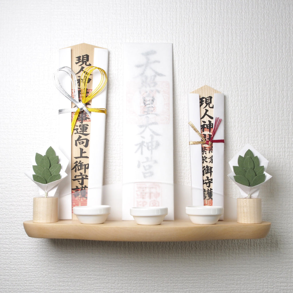 神棚 NAGI　枯れないサカキ(九枚葉)＆お供え皿セット