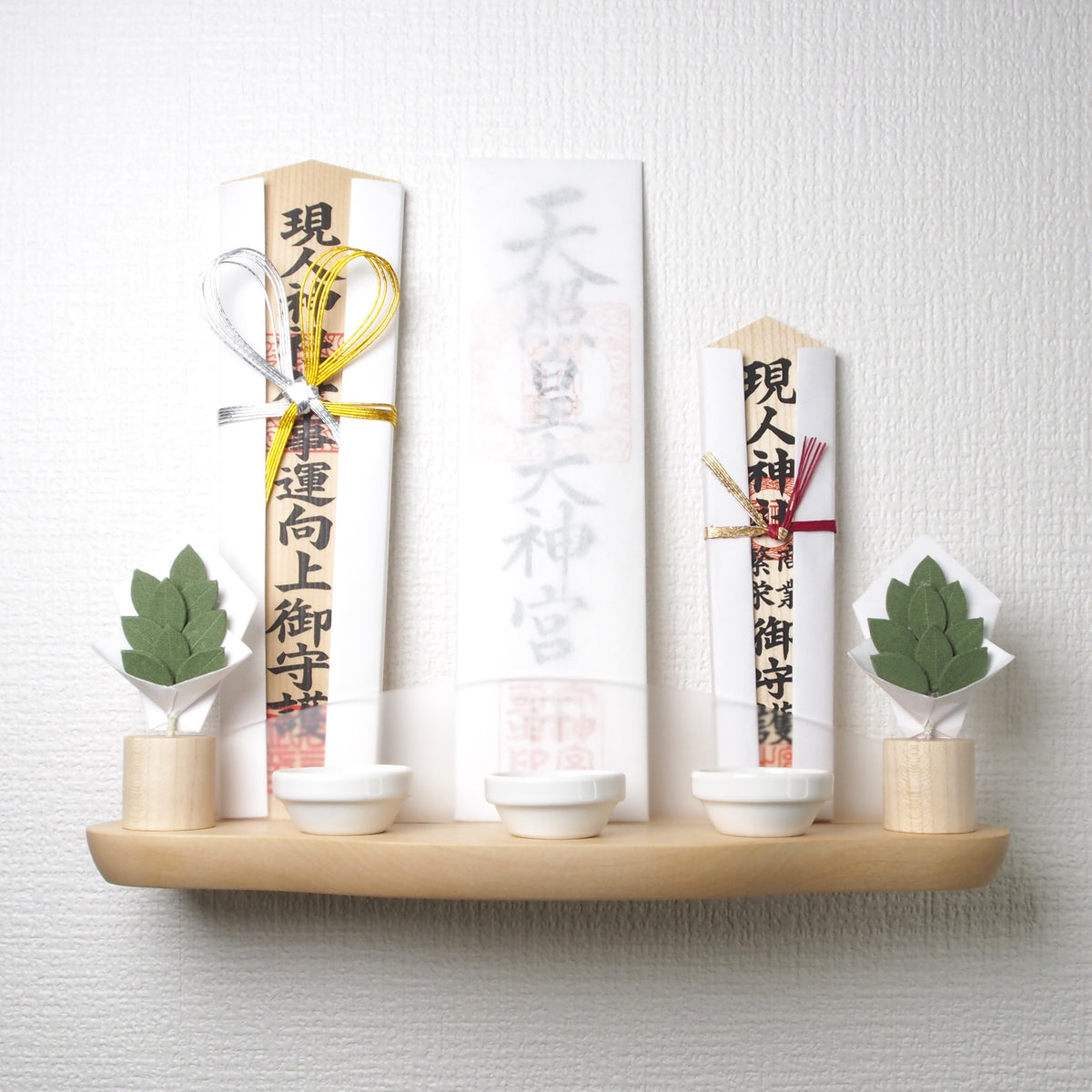 神棚 NAGI　枯れないサカキ(九枚葉)＆お供え皿セット
