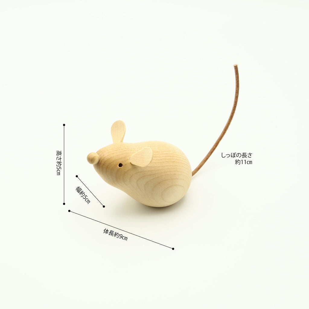 木製干支飾り ネズミ(子) 茶or白